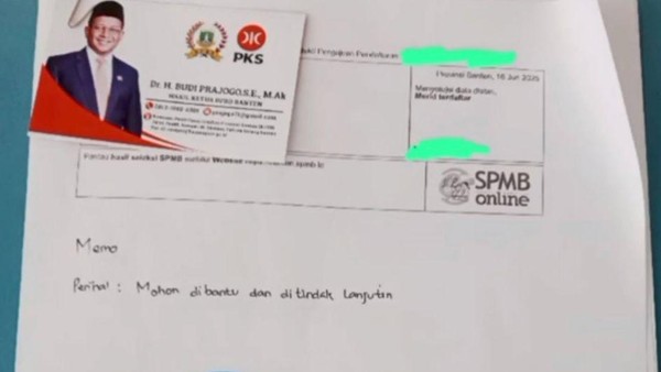 Viral Wakil Ketua DPRD Provinsi Banten Budi Prajogo menitip siswa dalam seleksi SPMB salah satu SMA Negeri di Kota Cilegon, Banten. (Tangkapan layar viral)